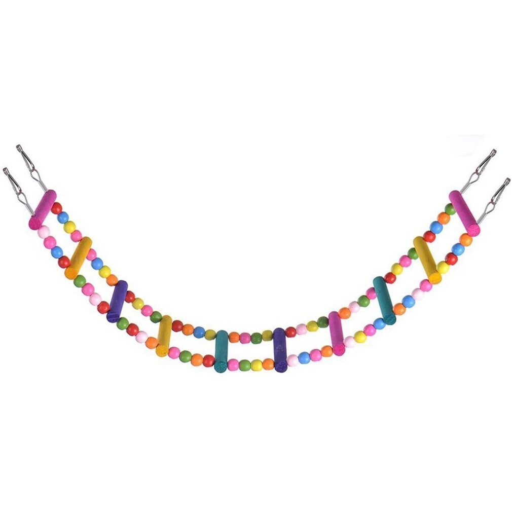 Practical Portable Bird Colorful Swing Wooden Bridge Climbing Ladder Toy 10 Steps Parrot Supplies Chewing Biting Toys