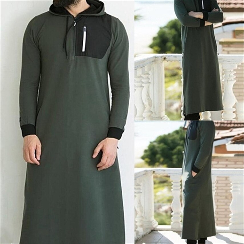 Heren moslim arabische islamitische kleding lange mouwen zak gewaad ramadam karftan eid mubarak jubba thobe voor mannen casual hoodies trui