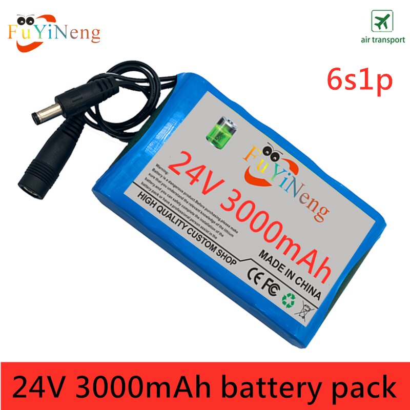 24V battery pack 6s1p 3000mAh 18650 Rechargeable Lithium Ion battery pack capacity DC 25.2V 3000mAh CCTV Cam Monitor