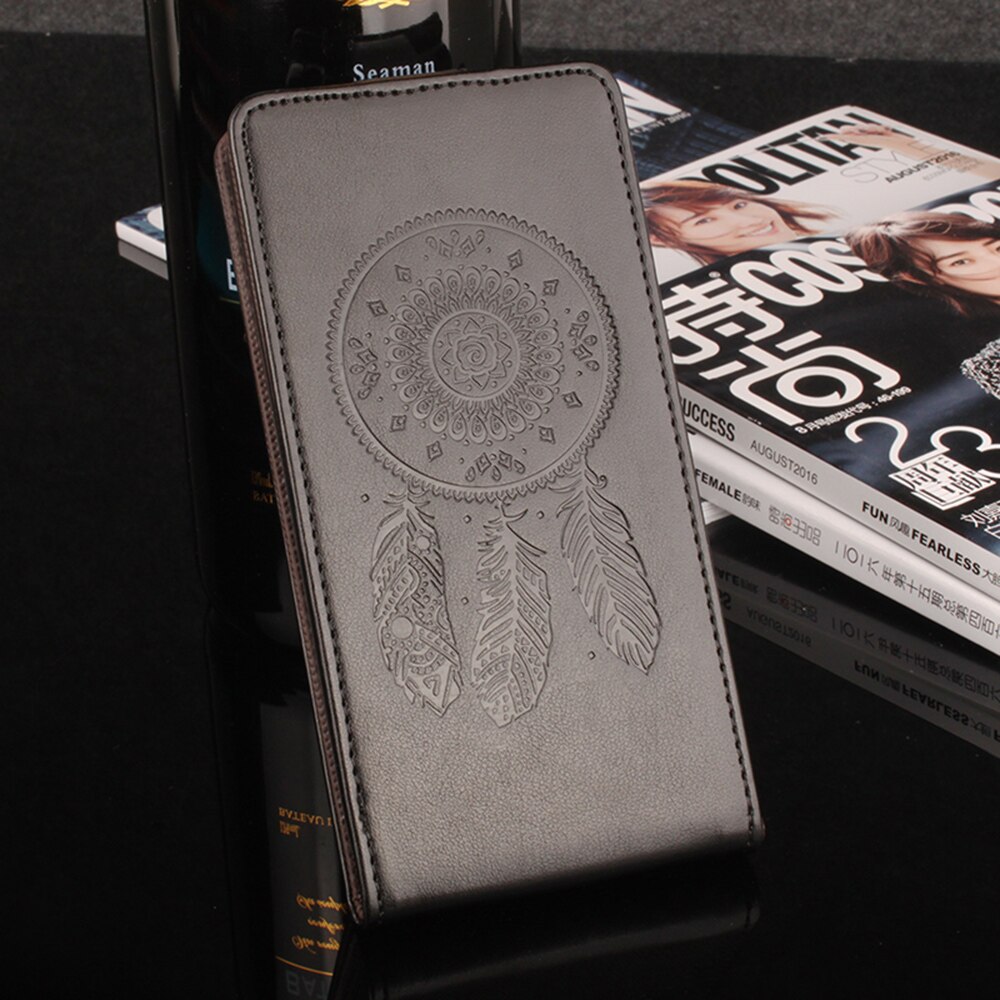 Hongbaiwei voor nokia 5 hoesje, reliëf leren hoesje voor nokia 5 flip case, verticale achterkant, magnetische beschermhoes