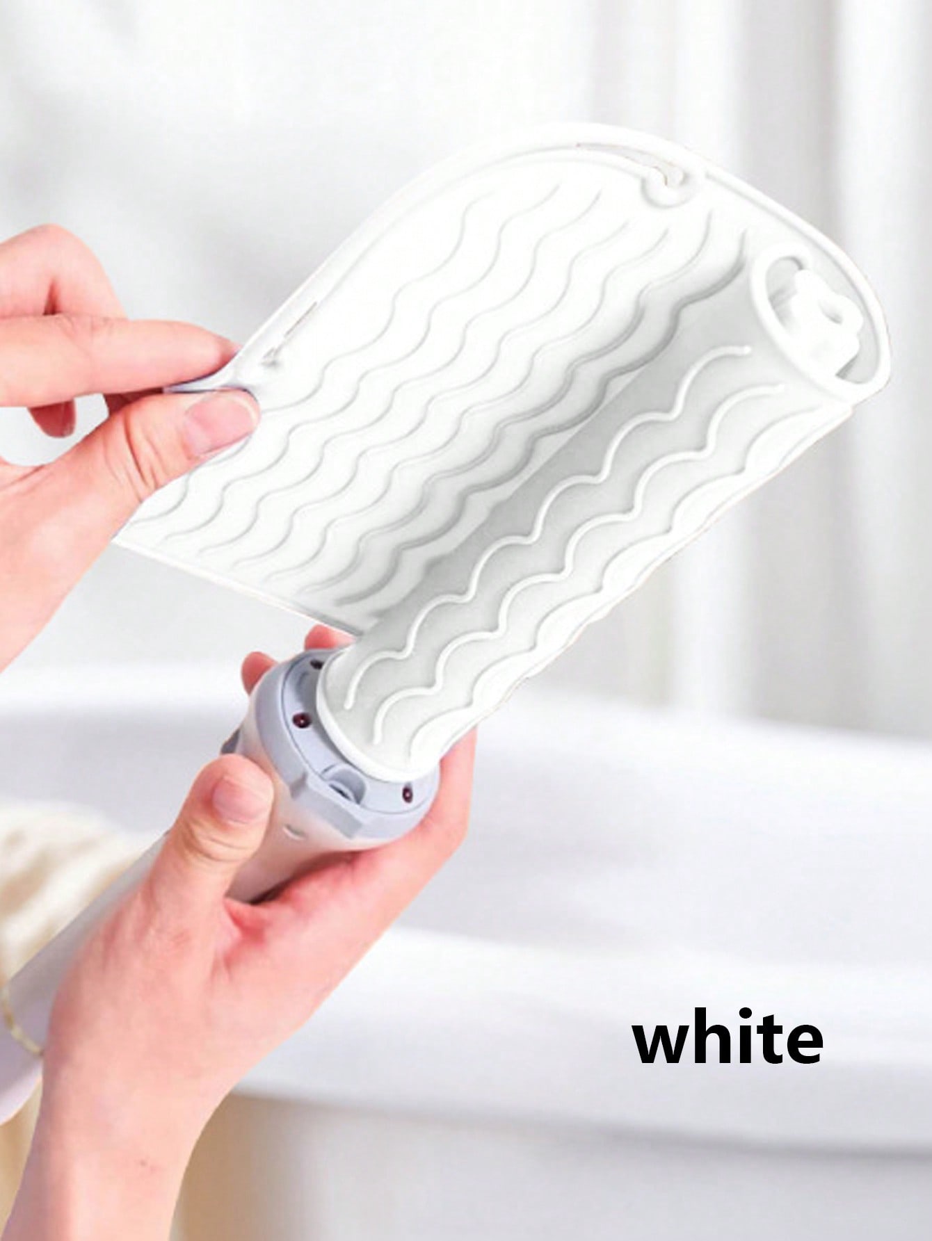 Tapis en Silicone résistant à la chaleur, grande taille, Portable, outils chauds de voyage, housse pour fer à friser, fer plat, lisseur de cheveux: BLANC
