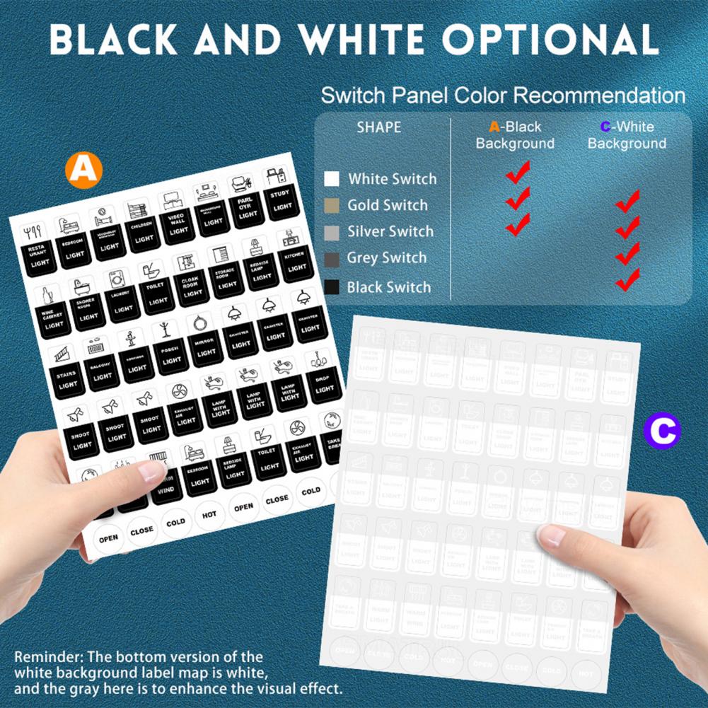 Nützliche Touch-Schalter lcon Aufkleber selbst klebend erkennen verschiedene Etiketten Schlafzimmer geräte Druckknopf Symbol Etiketten