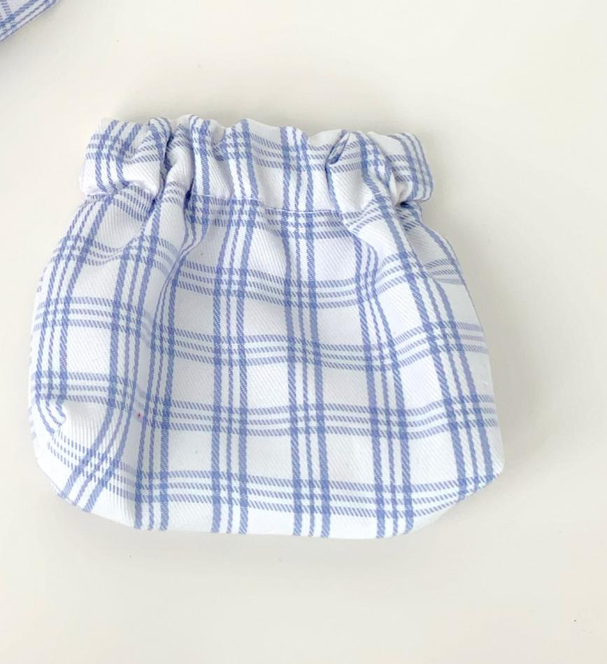 Portamonete Vintage giapponese semplice Mini Plaid retrò Plaid carino Mini custodia per ragazze borsa per donna Mini astuccio a contrasto: White Blue Plaid  1