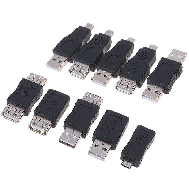 10pcs/set USB Adapter Gadgets OTG USB Male To Female Micro USB Mini Changer Adapter Converter