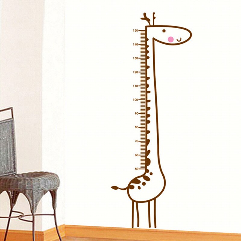 Cartoon Giraffe Hoogte Meet Muursticker Achtergrond Voor Kinderen Kamers Hoogte Grafiek Heerser Woondecoratie Decals Wall Art Stickers