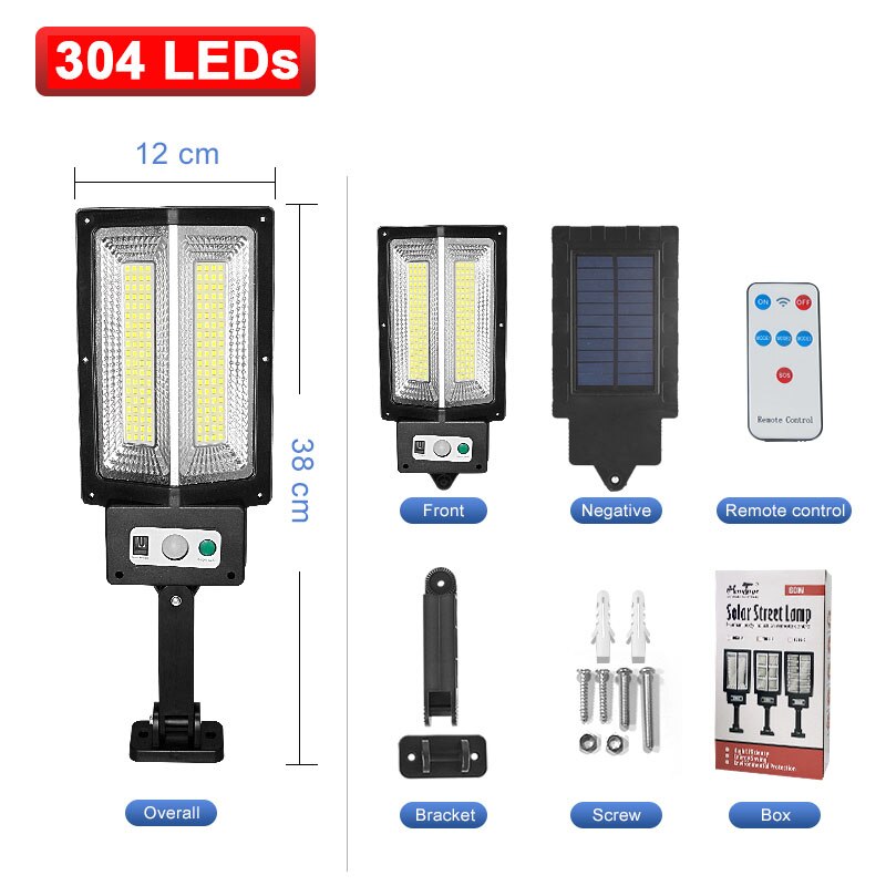 La luz Led Solar más potente para exteriores, 3 modos, luces de calle recargables, lámpara Solar impermeable, lámpara de jardín con Control remoto para exteriores，luces solares superbrillantes para exterior: Set A