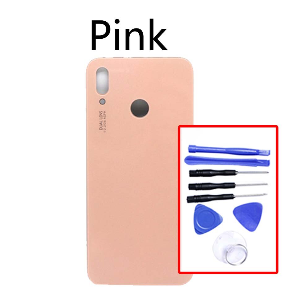 Back Glass For Huawei-P20 Lite Battery Back Cover Replacement For Nova 3E / P20 Lite Housing Chassis Shell replacement: Pink-With tool