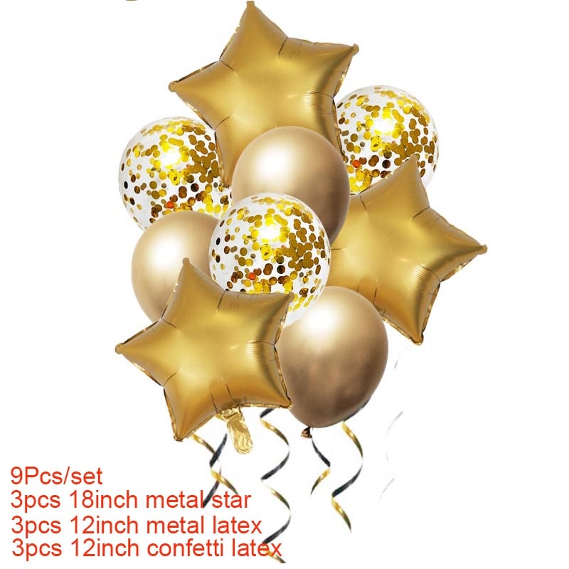 Guld sølv metal balloner deco fødselsdag folie stjerne balloner fødselsdagsfest dekorationer børn konfetti balloner til oppustelige bolde: Metal sæt 1