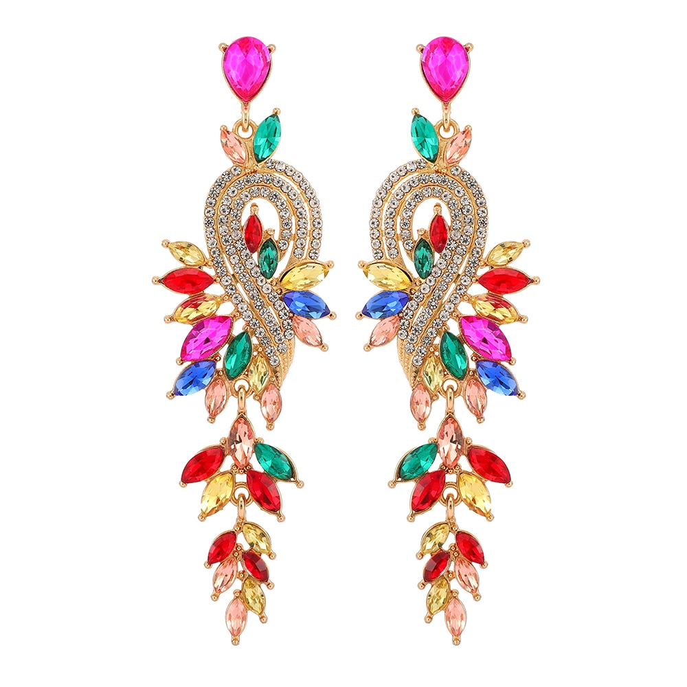 Ztech-Pendientes geométricos grandes y largos para mujer, joyería de lujo de cristal, para , boda, Bisutería: Mix