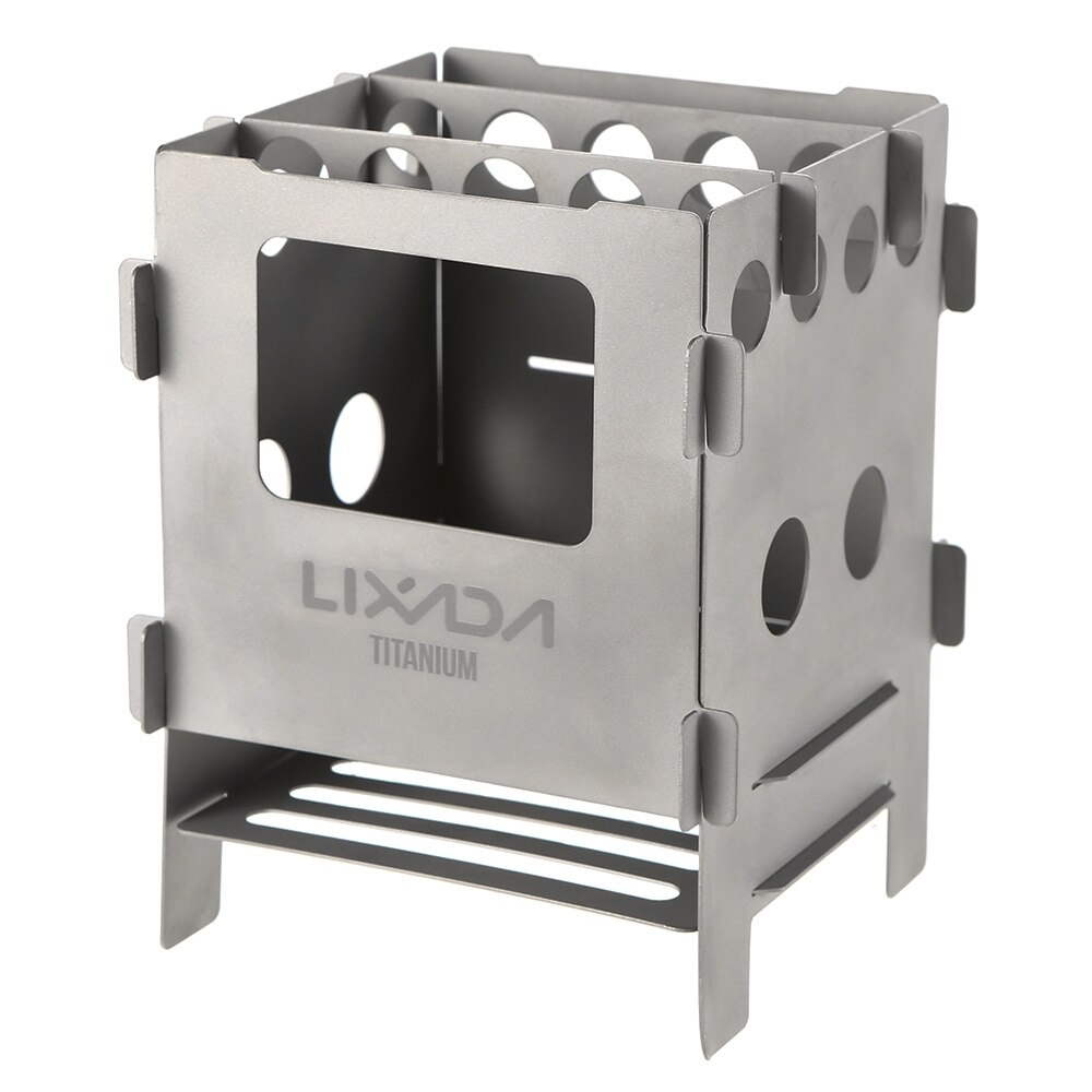 Lixada Portable Titanium Lightweight Folding Wood Stove Camping Stove Outdoor Wood Stove Furnace Lightweight Bbq Picnic