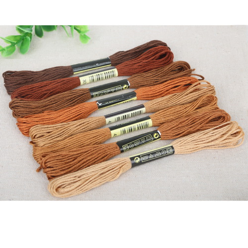 8Pcs Mix Colors 8 Meters Cross Stitch Cotton Sewing Skeins Craft Embroidery Thread Floss Kit DIY Sewing Tools 8: Brown