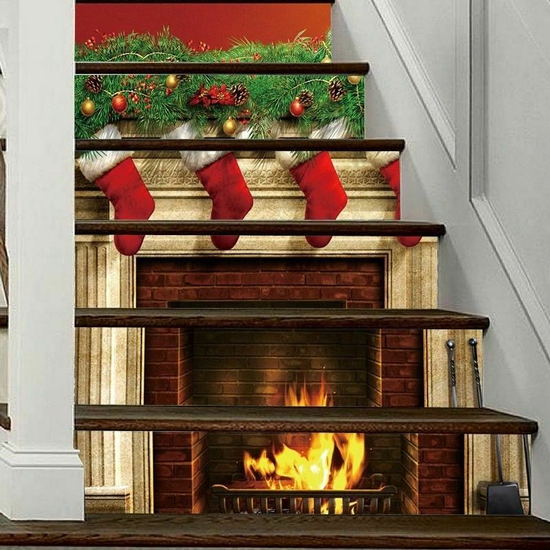 3D árbol de Navidad 5 elevadores de escalera decoración foto escalera Mural vinilo adhesivo autoadhesivo pared DIY inicio escalera Mural calcomanías