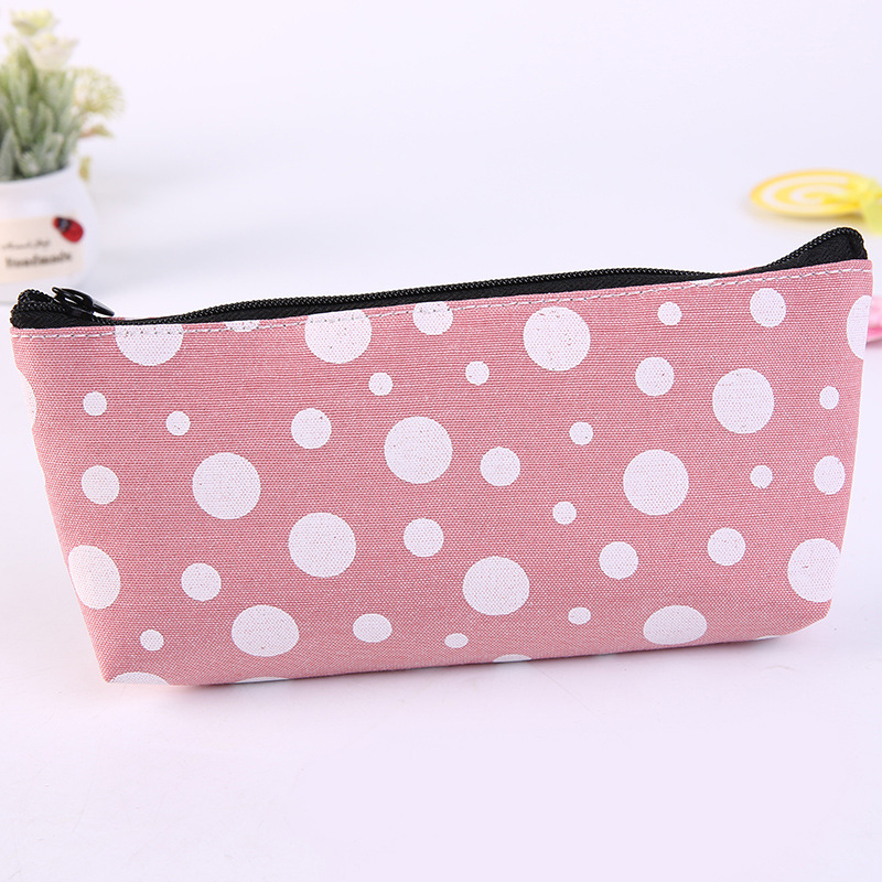 1pcs Canvas Geometric Pencil Case School Simple Striped Grid Solid Color Cute Kawaii Pencil Bag Pouch Office Students Supplies