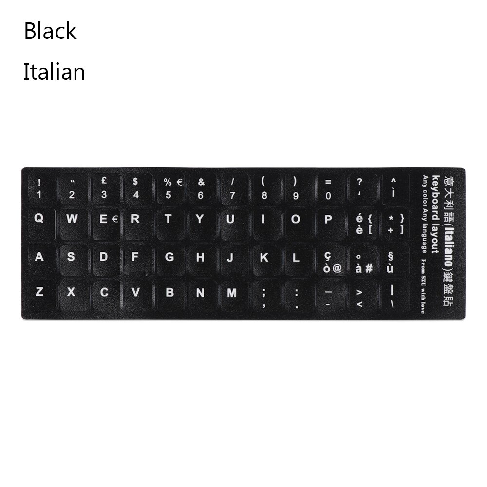 Halksäkra slitstarka ryska bokstäver tangentbord klistermärken för laptop vattentäta tangentbord klistermärken engelska alfabetet layout arabiska: B-italienare