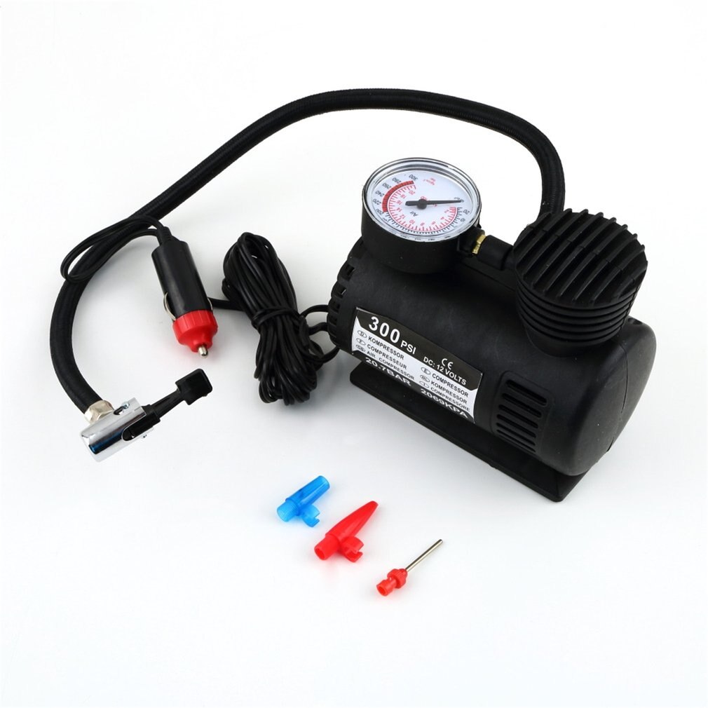 Svart bærbar allsidig 12v 300 psi bildekk dekk inflator pumpe mini kompakt kompressor pumpe bil sykkel dekk luft inflator