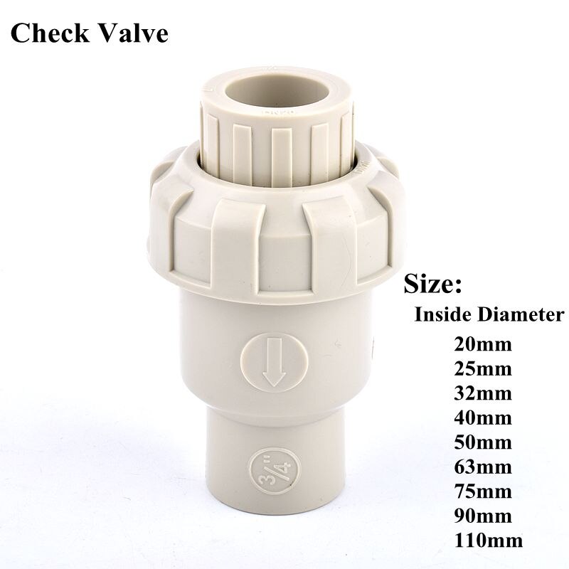 1Pc ID 20~110mm PPH Check Valve One Way No-Return Valve Aquarium Fish Tank Pipe Fittings Garden Irrigation Water Tube Connectors