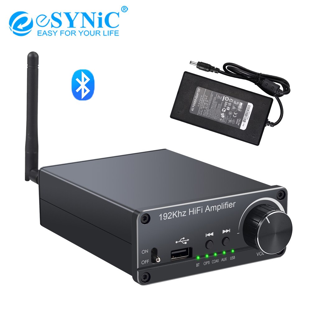 ESYNiC – amplificateur Audio numérique Hi-Fi 100W + 100W, Compatible Bluetooth, DAC, convertisseur Audio Coaxial optique USB vers analogique