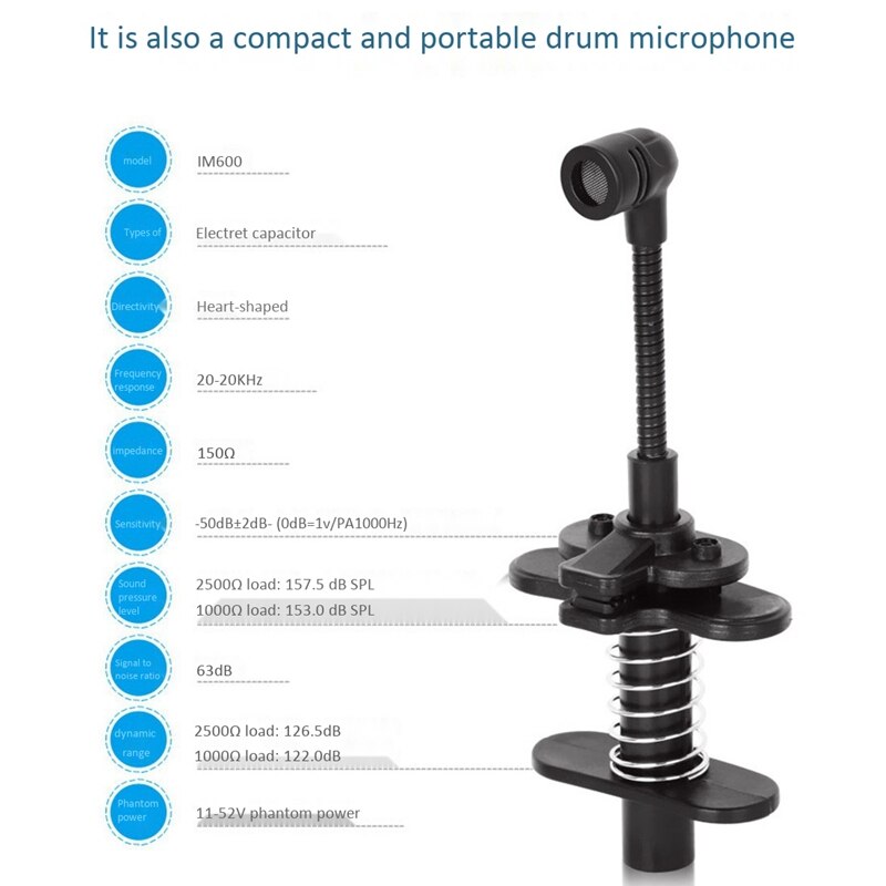 Alctron musikinstrumenten-kondensatormikrofonsystem für gesang und schlagzeug, saxophon, blasinstrumente, posaune und tuba