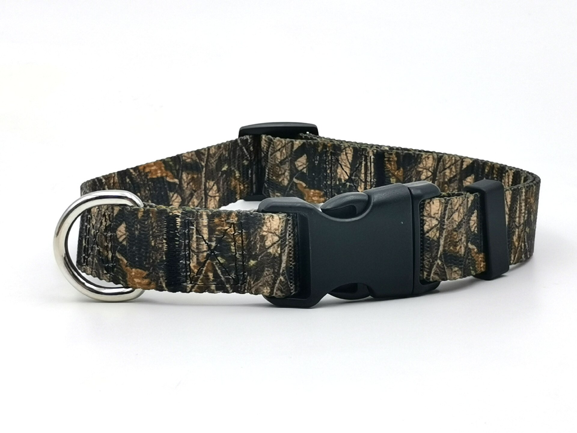 Collar con estampado de camuflaje para mascotas, Collar de nailon grande y de perro de talla mediana, de poliéster, suministros para perros pequeños, accesorios para perros: Leaf camouflage