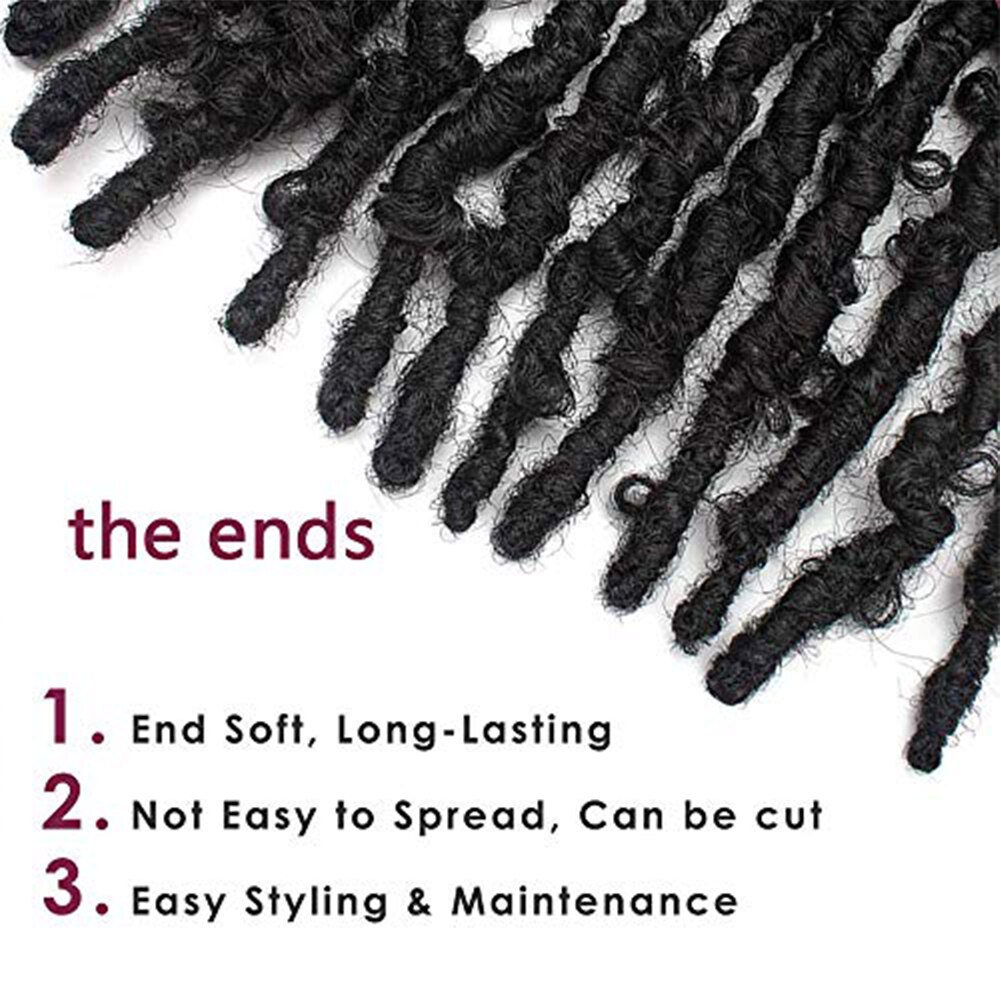 Verontruste Vlinder Locs Haak Hair Synthetische Pre-Twisted Vlechten Hair Extensions Pre Doorgelust Zwart Rommelig Zachte Locs
