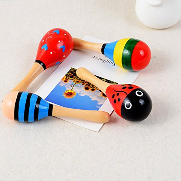HLBY 2 pièces crotale en bois de sable instruments de musique jouets pour enfants couleur aléatoire