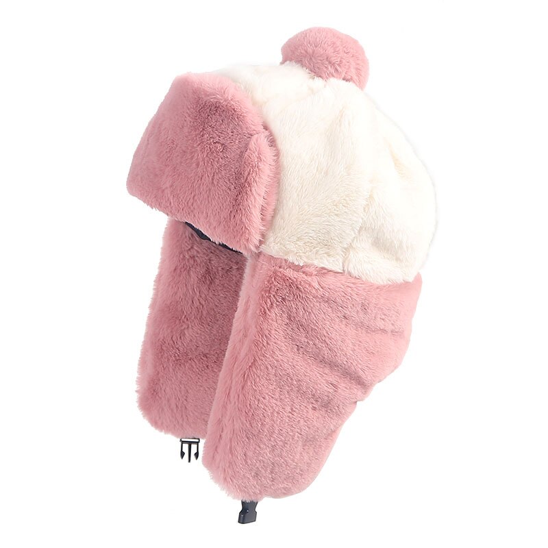 Parent-child Bomber Hat Women Girls Boys Autumn Kids Winter Hat: Pink / Kids 54cm