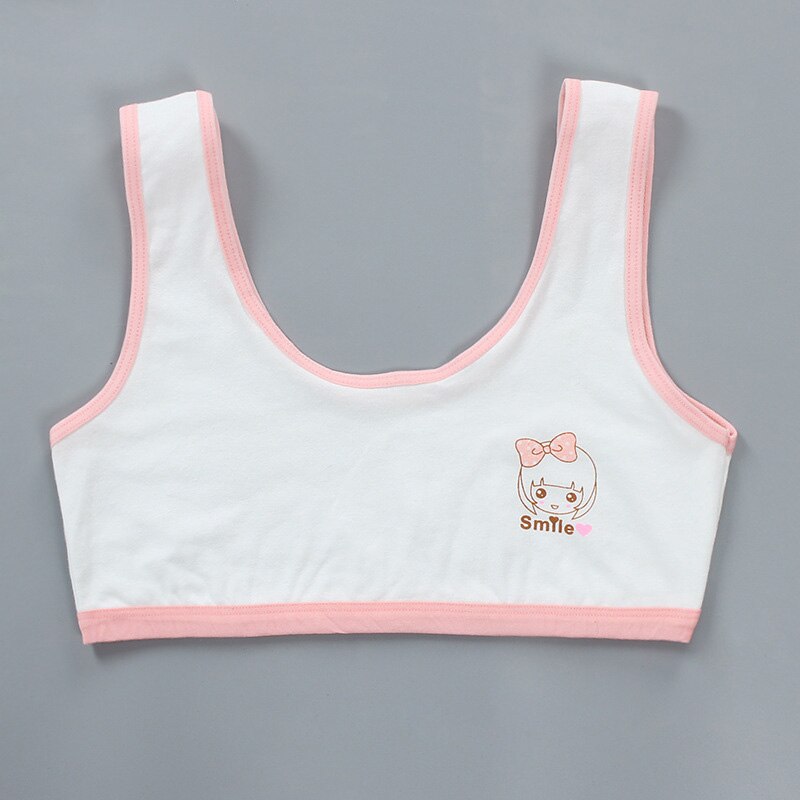 7-14 Years Teen bra girl Underwear vest Cotton Spandex Big Girl's Sport Adolescente Kids Underwear Letter Racerback Training: Dark pink