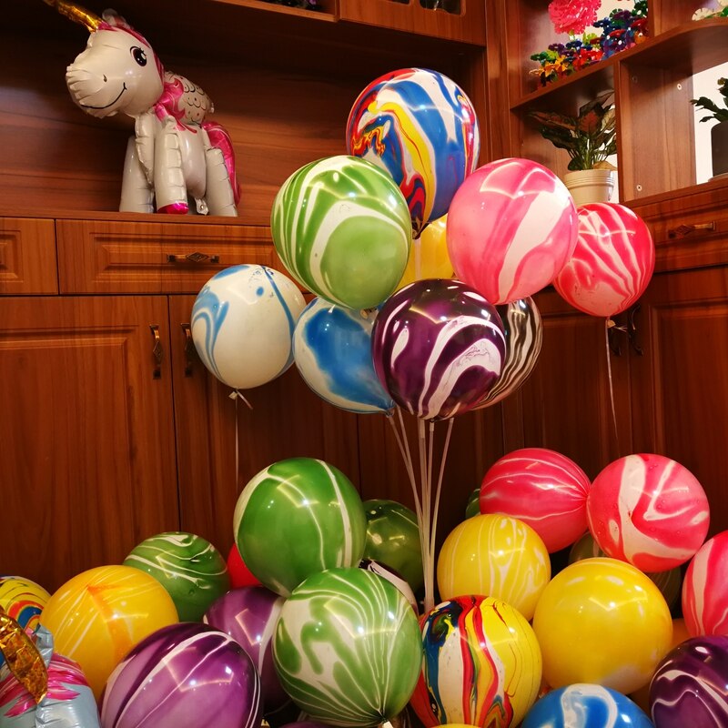 10pcs 12 Inch Colorful Wedding Valetines Day Agate Marble Wave Point Balloons Birthday Decoration Happy Year Decor