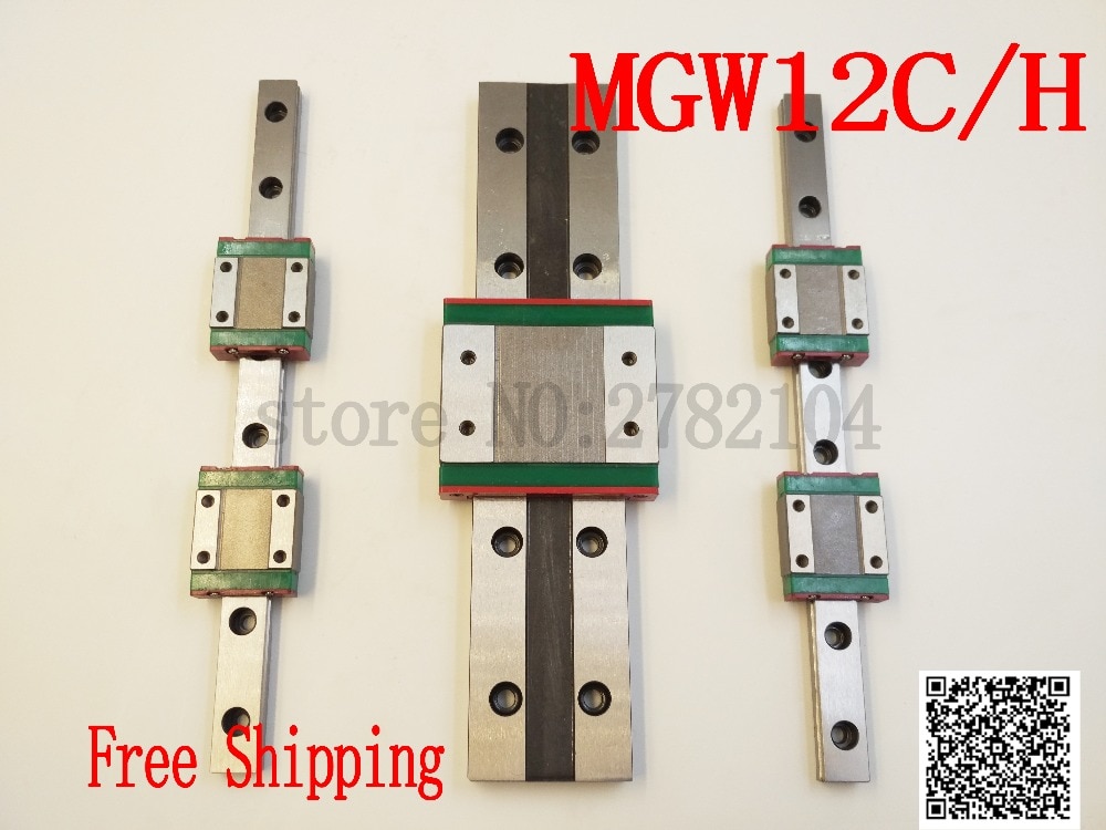 CNC miniature linear rail MGW12 MGW12C MGW12H flanged widen linear block L=100mm 200mm 300mm 400mm 500mm