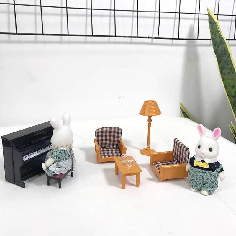 Forest animal villa mini set DIY toy simulation furniture toy girl play house toy family model children surrounding garden