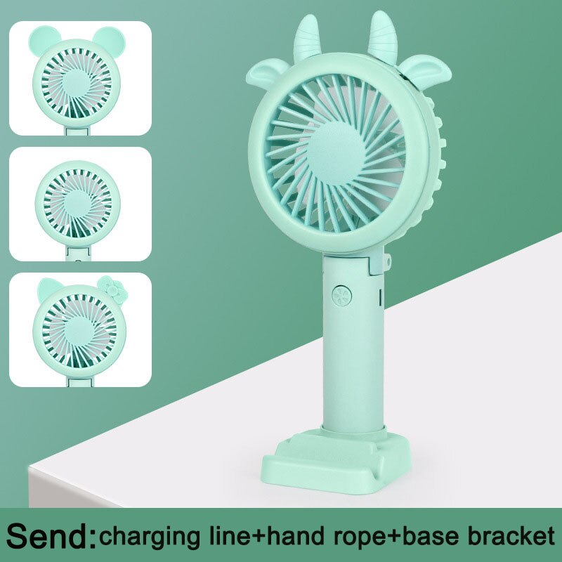 Portable USB Fill Light Fan Desktop Stand Holder For Mobile Phone LED Night Light Outdoor Travel Handheld Three Speed Adjust Fan: green