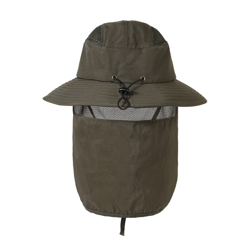 Summer Men UPF 50+ Sun Protection Cap Wide Brim Fishing Hiking Hat With Neck Flap Neck Cover Bucket Hat W: JG