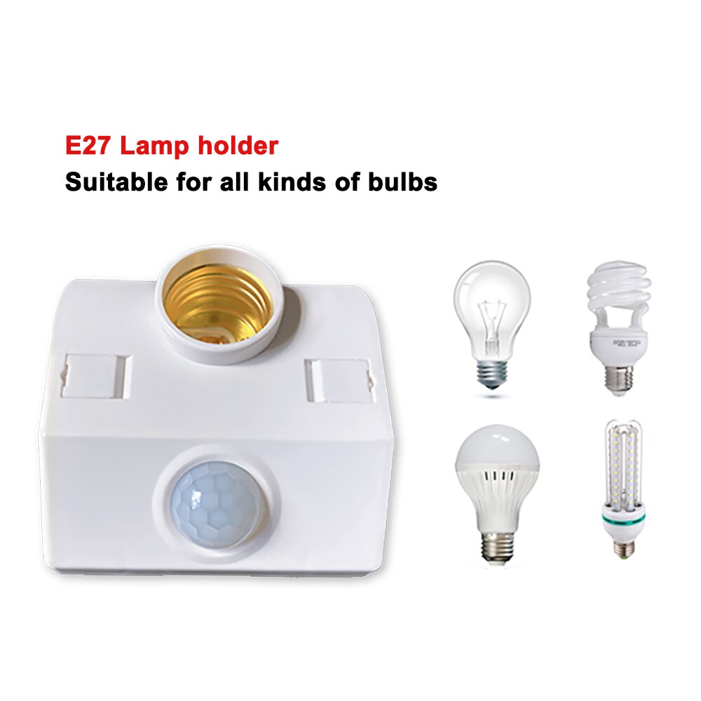 Porte-lampe LED E27, interrupteur à capteur de corps humain intégré, PIR ac 110v ac 220v, pour cage d&#39;escalier, couloir, porte, chambre à coucher, salon