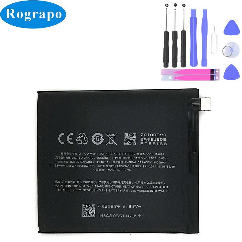 Original 3000mAh BA881 Ersatz Batterie Für Meizu 15 M881M/M881Q Smartphone Batterie Akkumulator praktisch