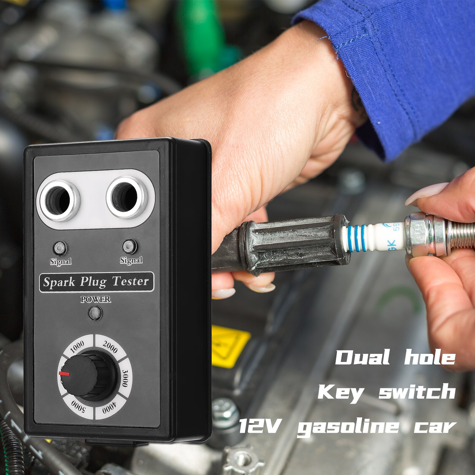 12v benzinevoertuigen auto bougie tester ontstekingstesters auto diagnosetool dubbele gat tester auto reparatiegereedschap