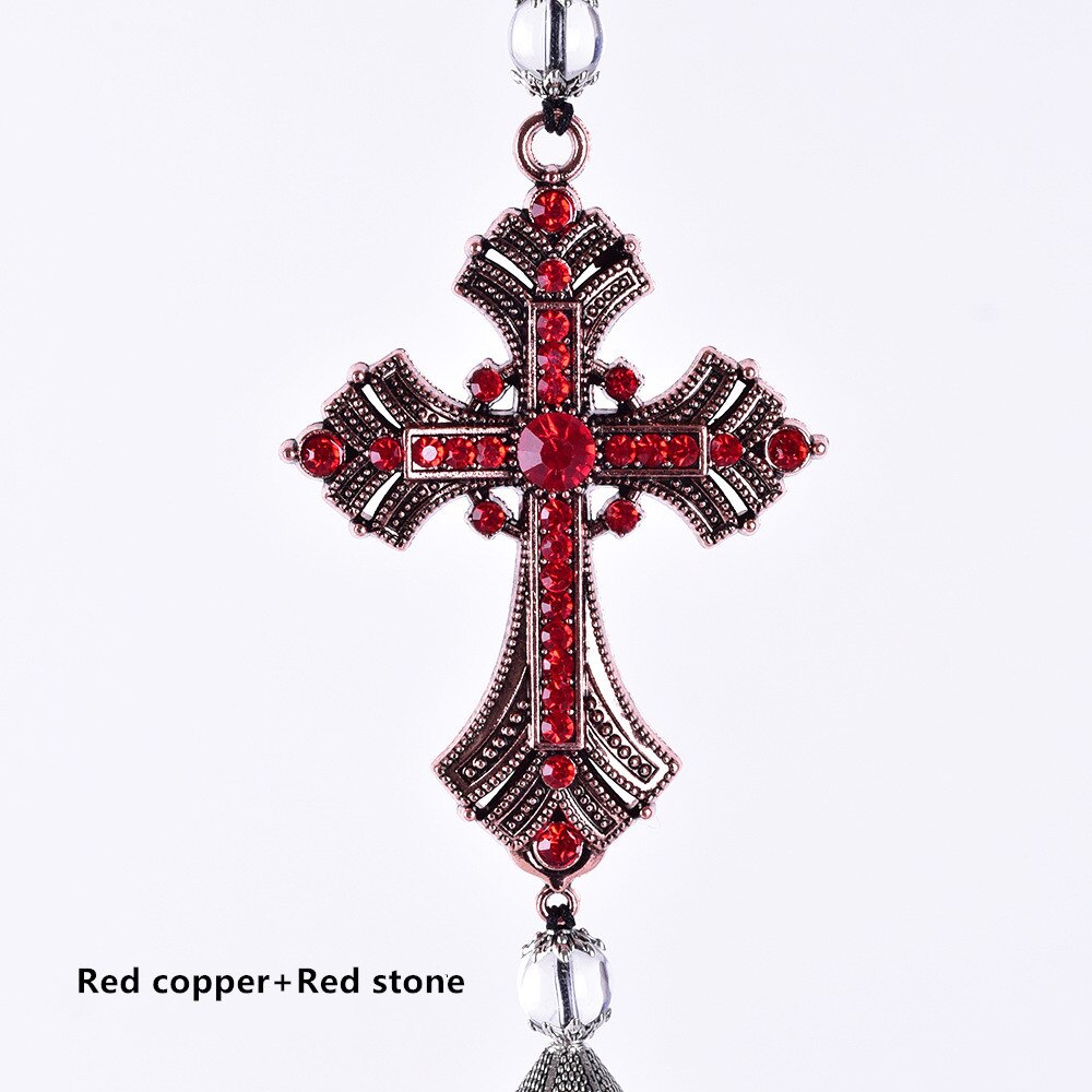 Metalen en kristallen diamanten kruis jezus christelijke auto achteruitkijkspiegel auto hanger hangende auto styling accessoires auto decoratie: 06