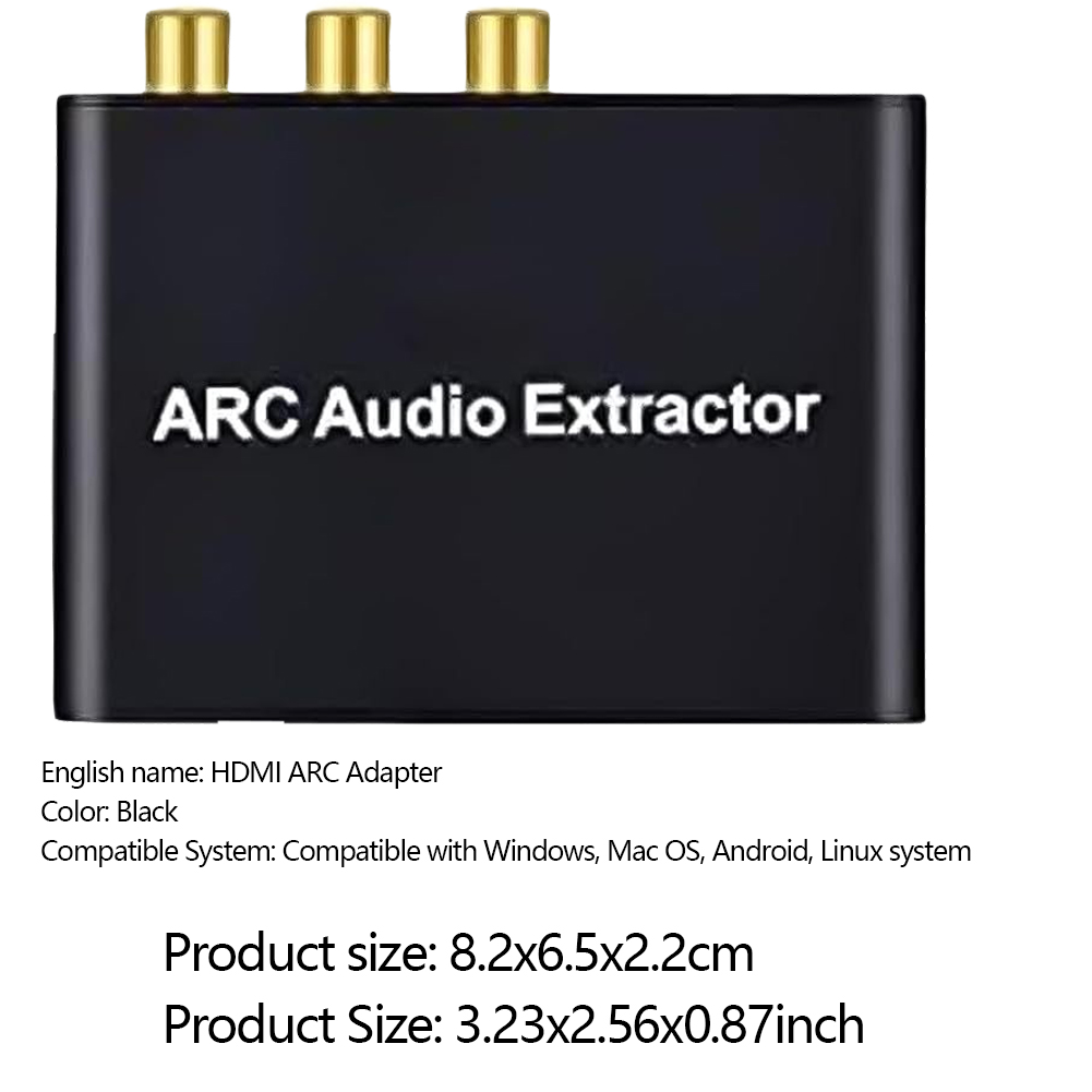HDMI-compatibele ARC Audio Extractor ARC naar SPDIF Coaxiale L/R Stereo 3,5 mm Jack Audio Adapter voor HDTV Soundbar Versterker
