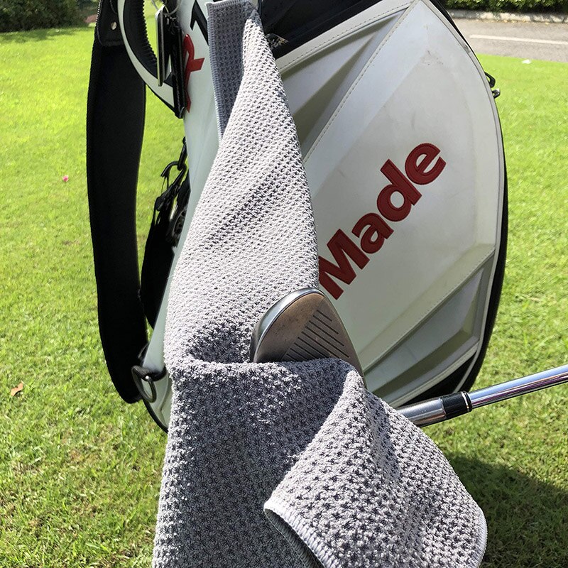 Microfiber tyg våffelmönster golfhandduk med karbinhake