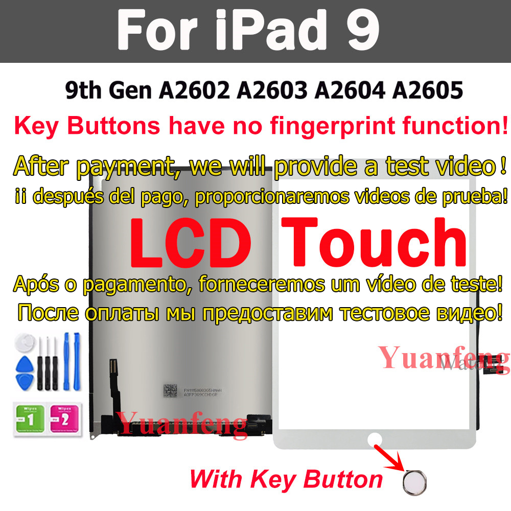 10.2 "LCD + Touchscreen Voor iPad 10.2 7e Gen A2197 A2198 A2200/8th A2270 A2430/9th A2602 A2605 LCD-scherm: Blauw