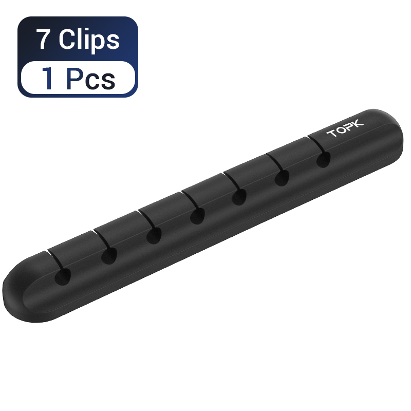 TOPK-organizador de cables USB de silicona para escritorio, Clips de gestión para ordenar, soporte de Cable para ratón, Cable de auriculares: 7 Clips - 1 Pieces