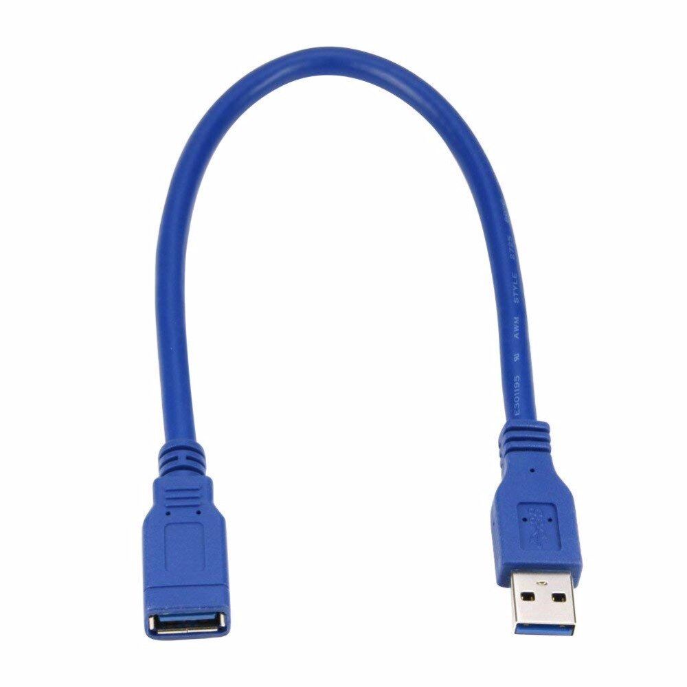 Short USB 3.0 Type A Male to Female Extension Cable Cord in Blue