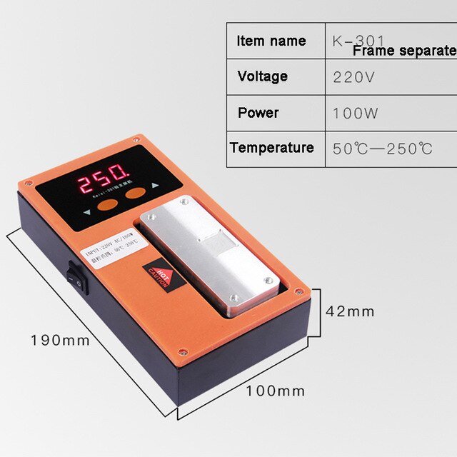 Phone Bezel Frame Separator Middle Frame Separate Heating Plate Machine for iPhone LCD Frame Separate Glue Remove machine: Orange
