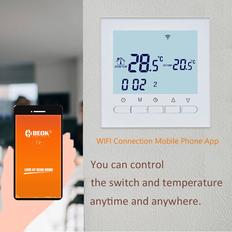 BEOK Wifi / Non-Wifi Room Heating Thermostat Temperature Controller for Gas Boilers Weekly Programmable BOT-313