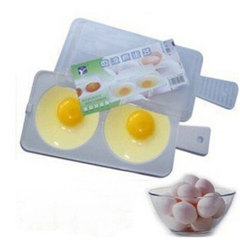 Portable Egg Container Microwave Egg Cooker Boiler Poached Cooking Tools 2 Eggs Poached Egg Cooker Kitchen Accessories White
