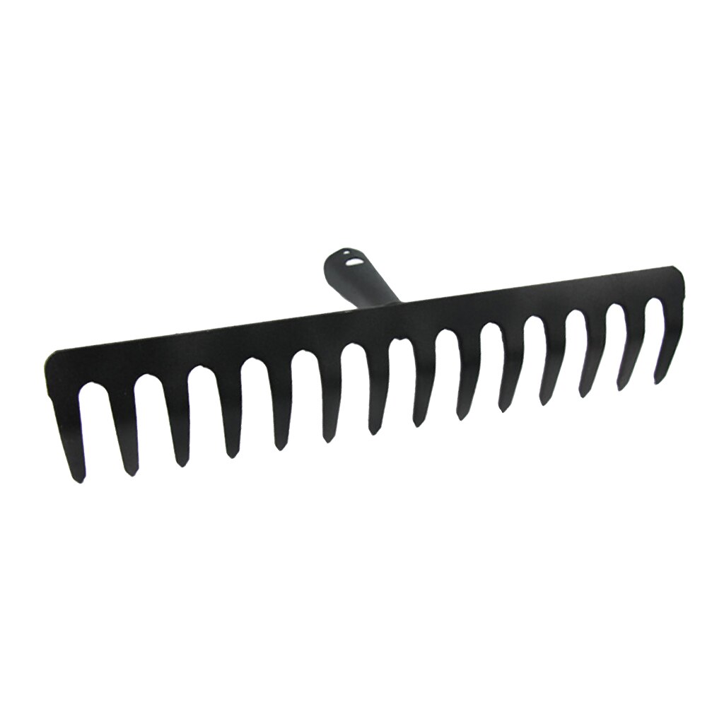 Rake Head 40cm Wide 14 Teeth Heavy Duty Steel Replacement Lawn Leaves Black