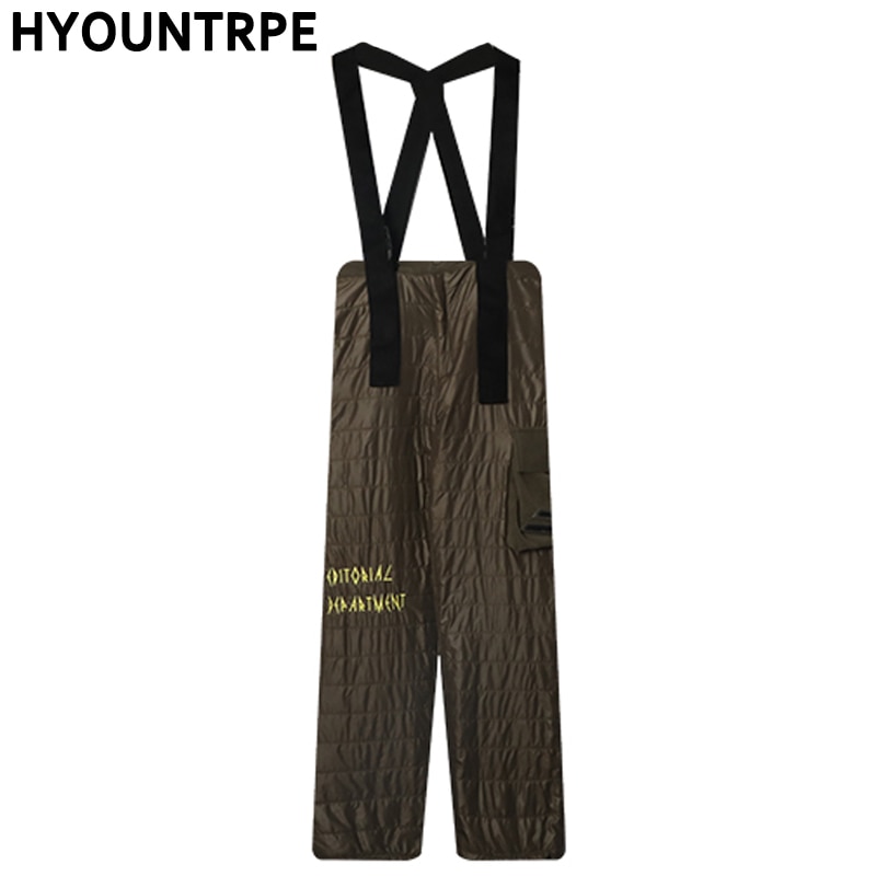 Pantalones rectos con tirantes de para mujer, pantalón holgado de algodón cálido con bolsillos laterales, estilo Hip Hop, ropa de calle alta