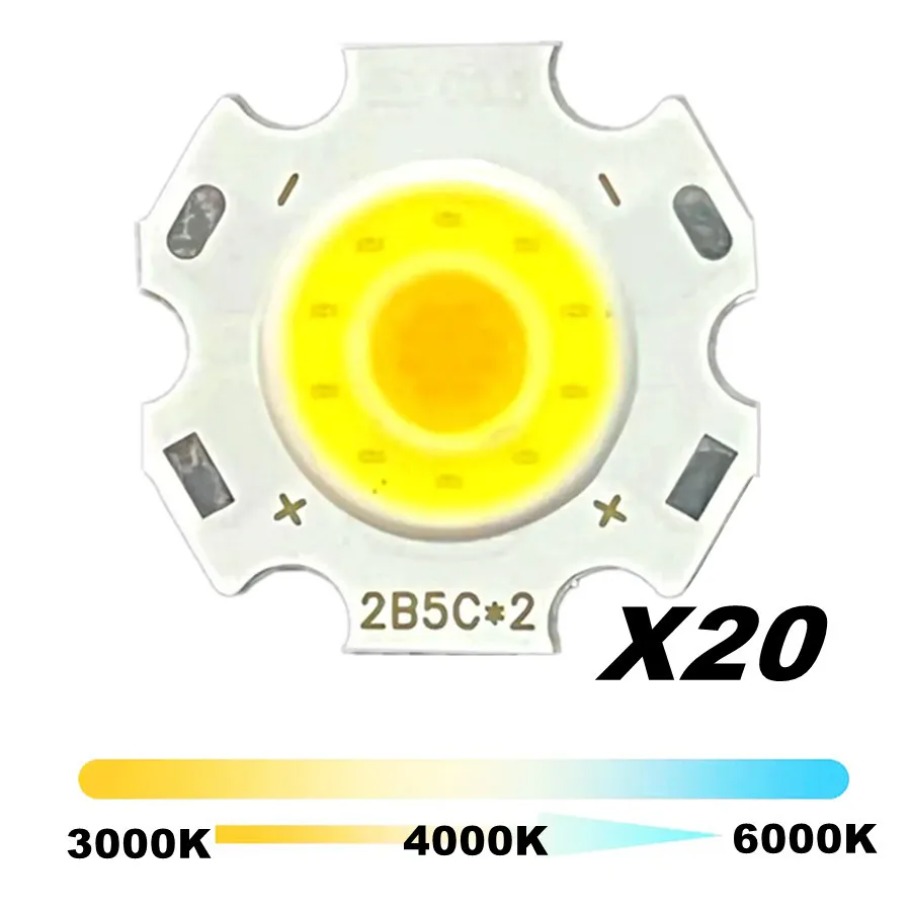 20 stk. mange 3w 5w 7w led cob-kildechip højeffekts led cob side 11mm pære lys lampe spotlight nedadrettet lys 3000k to 6500k