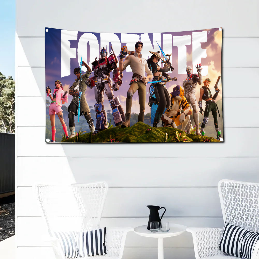 Bandera divertida F-Fortnite, banderas y pancartas decorativas para garaje, decoraciones para exteriores, decoración para habitación, taller estético, decoración de pared para coche