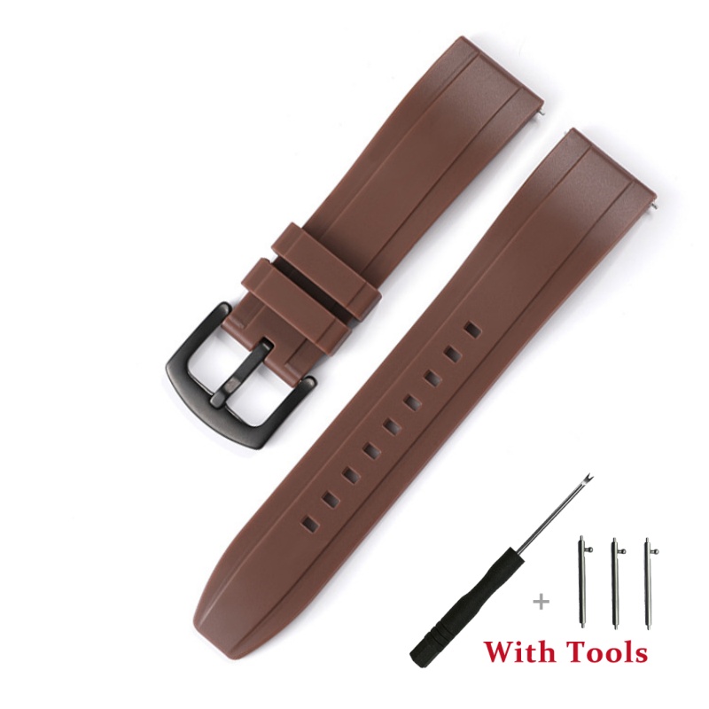 18mm 20mm 22mm 24mm 26mm Bracelet de montre en Silicone à dégagement rapide Bracelet de montre en caoutchouc étanche Bracelet accessoires avec outil: Noir gris / 22mm