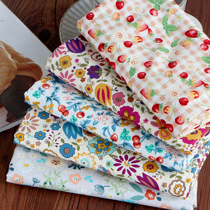 Groene Bladeren Pastorale Stof Gedrukt Bloemen Rok Katoenen Stof Voor Handgemaakte Diy Katoenen Baby Jurk Materiaal